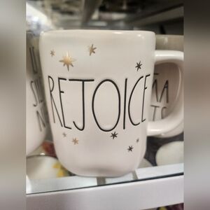 Rae Dunn "REJOICE" Gold foil stars Mug - BRAND NEW RELEASE 2024